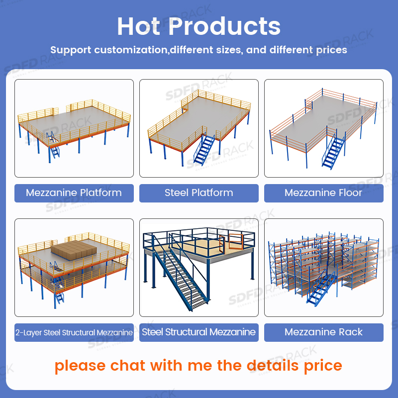 Customized Steel Mezzanine Floor with Safety Railing and Staircase Modular Steel Platform Mezzanine Rack Storage System