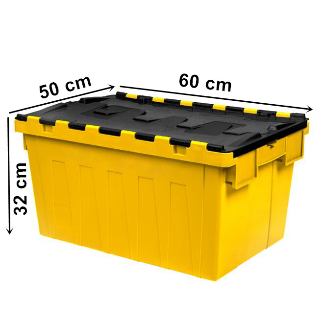 Attached lid crate 60x50x32 cm