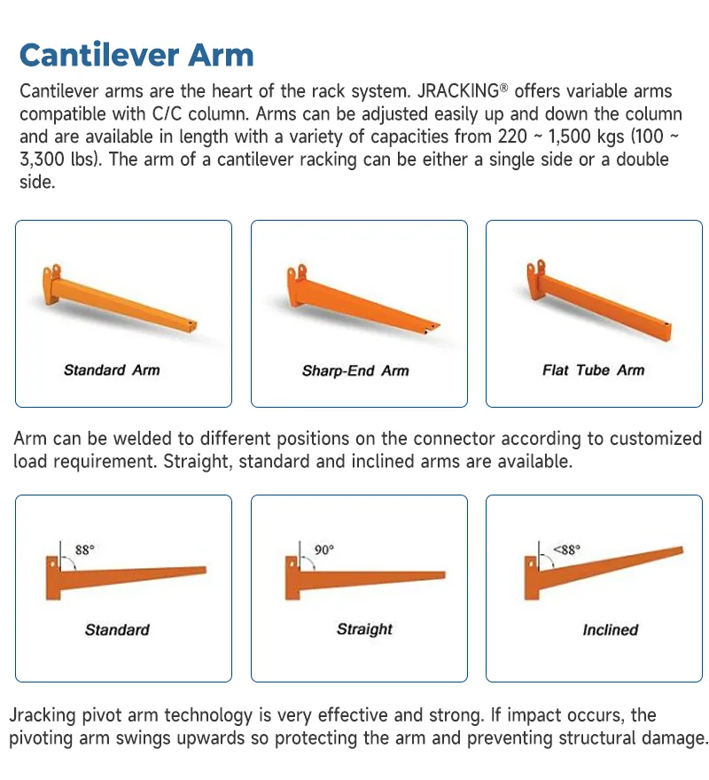 I-Beam Electrostatic Powder Coated Adjustable Cantilever Rack for Long Goods Storage