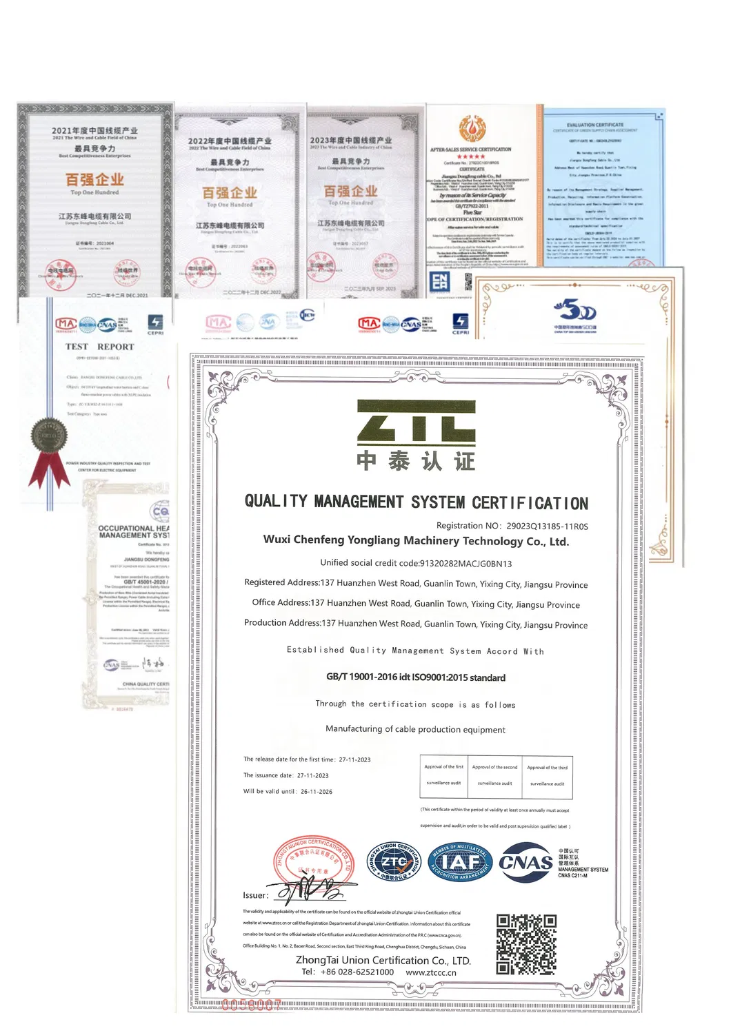 Company Honor Certificates