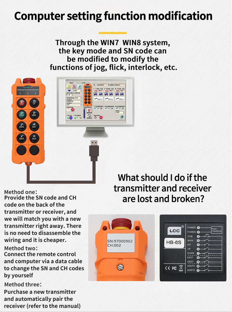 HB-4S Wireless Waterproof IP67 Pendant Control Station Radio 24 Volts Industrial Remote Control for Crane