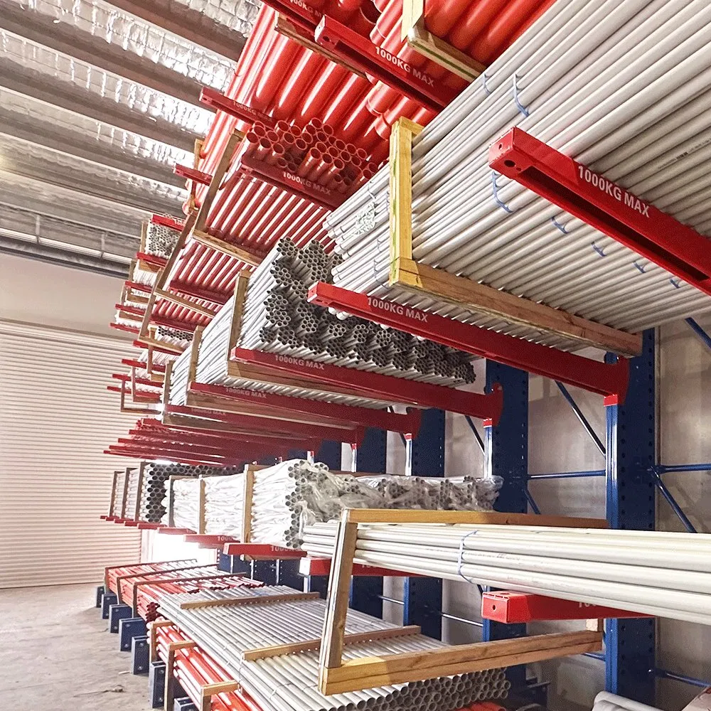 Double Side Heavy Duty Cantilever Racking System Long Arm Structure for Lumber Storage