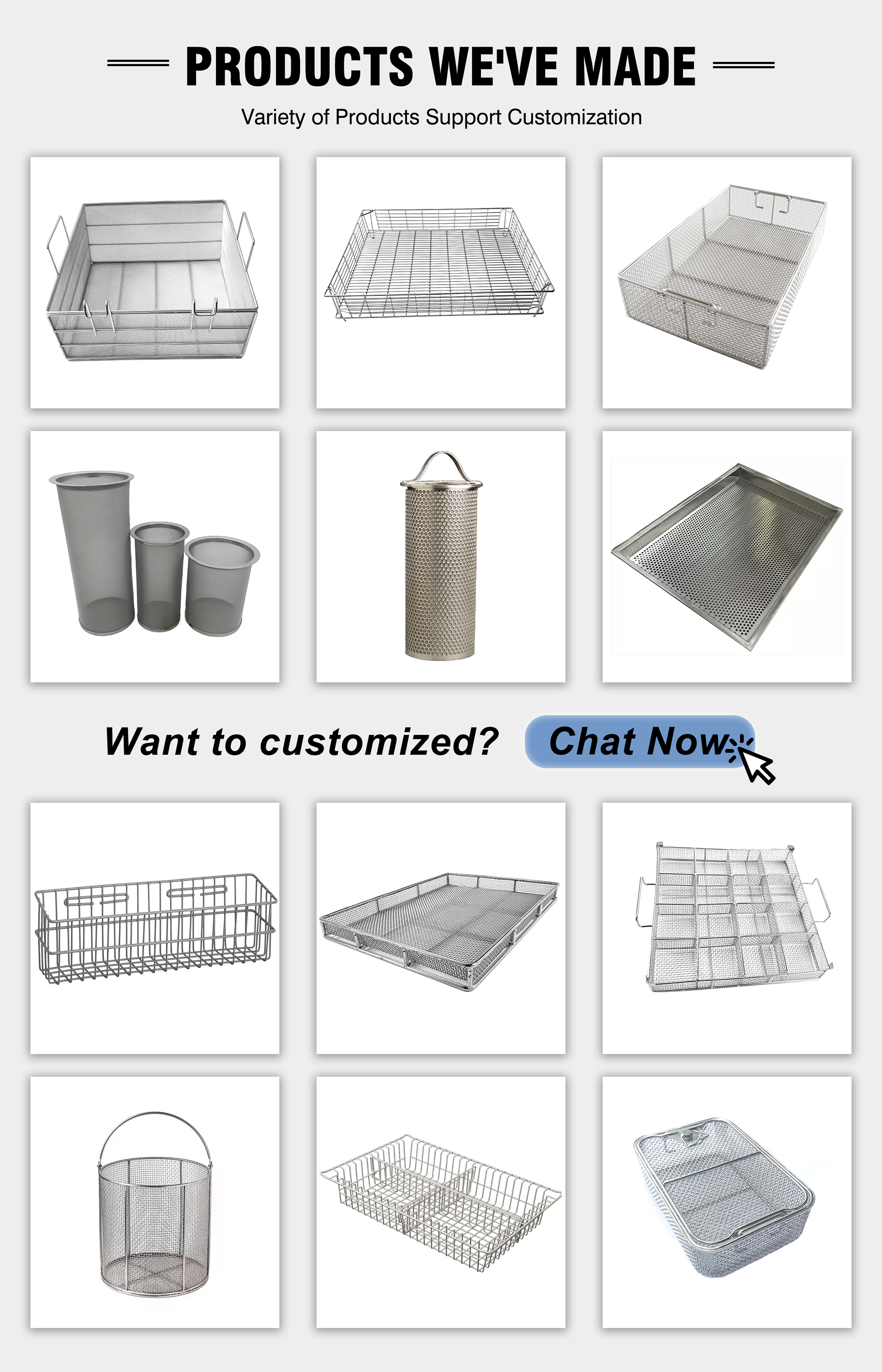 Wire mesh basket processing