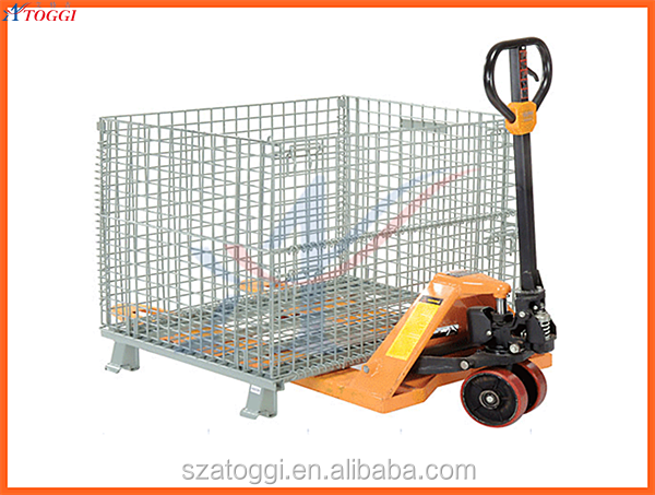 Foldable Euro Wire Mesh Storage Cage Pallet Basket Structure
