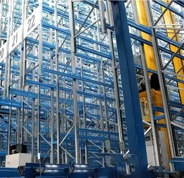 Storage steel rack and stacking machine