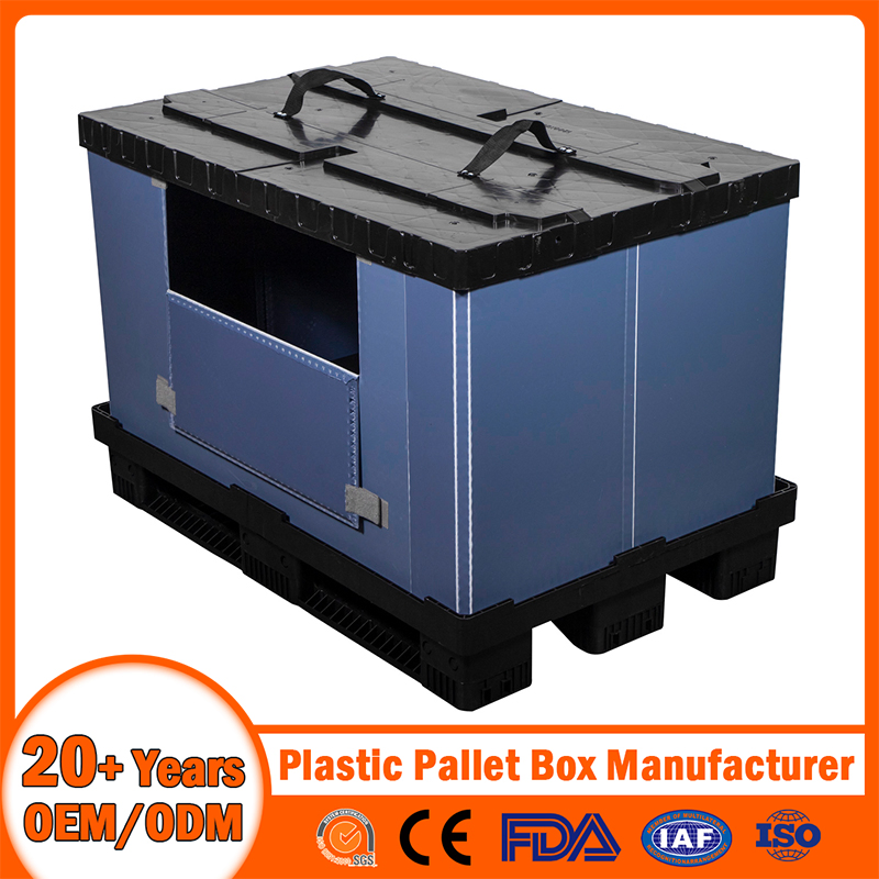 1200*800mm/1100*1100mm Plastic Logistic Bulk Container Pallet Collar Sleeve Box with Divider Foldable Double Layer Blow Molding Pallet Box