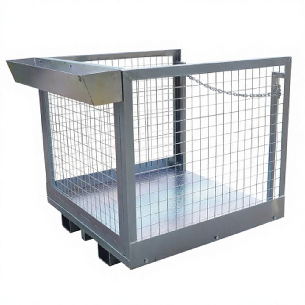 Durable Custom Stainless Wire Mesh Basket Storage Roll Container Pallet Cage OEM Forklift Attachments 1200x600x800mm Electric