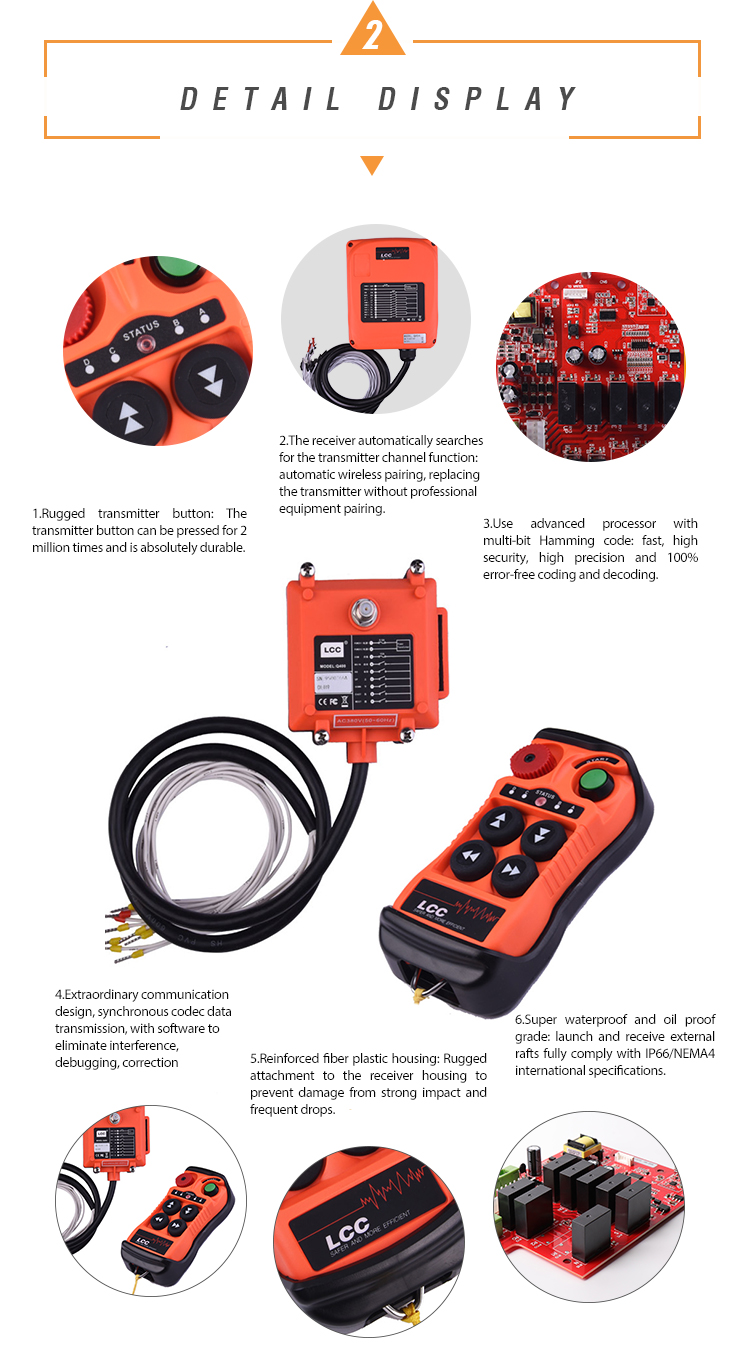 HB-4S Wireless Waterproof IP67 Pendant Control Station Radio 24 Volts Industrial Remote Control for Crane