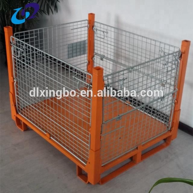 Industrial Steel Wire Mesh Pallet Container Stackable Cage Basket Box for Efficient Pallet Racking Systems Storage