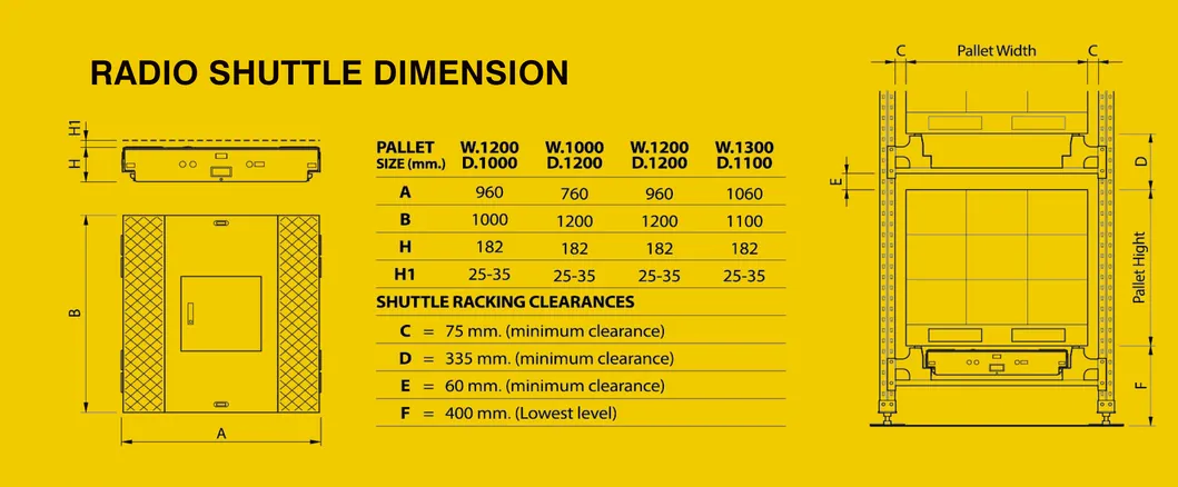 Logistics Flexible Heavy Duty Radio 2D Pallet Shuttle Racking System