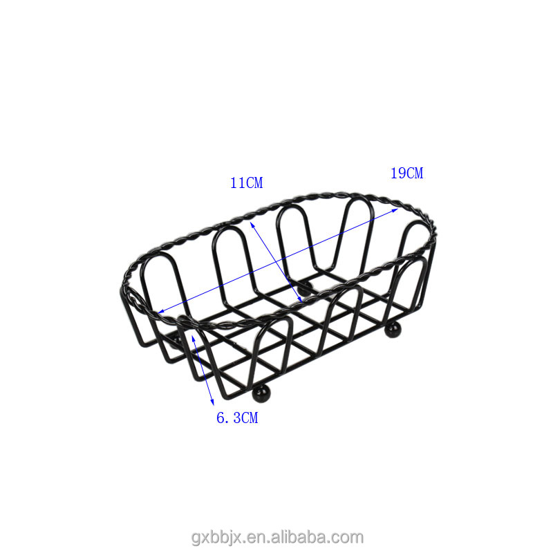 Metal Wire Mesh Basket Tabletop Organizer Food Container Box Small Size Black Bread Storage Basket Fruit Holder Gift Basket