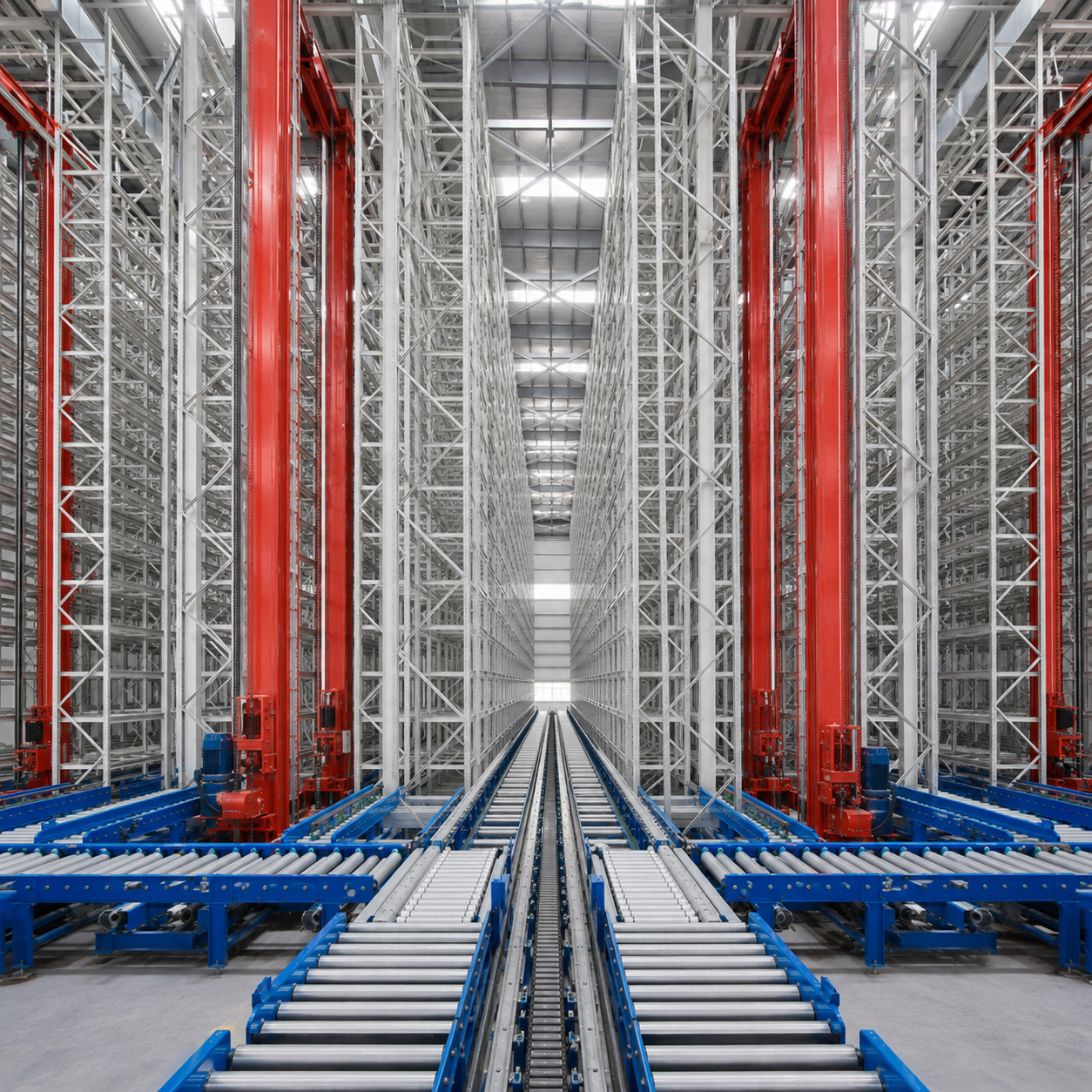 Food Industry Stacker Crane Storage Racking System Pallet ASRS Warehouse Automated Storage Retrieval Rack System With WCS WMS