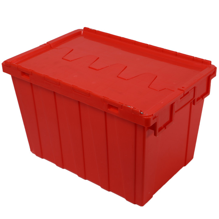 Best Quality Plastic Moving Crate Stackable Storage Attached Lid Containers Plastic Tote Turnover Box for Transport and Delivery