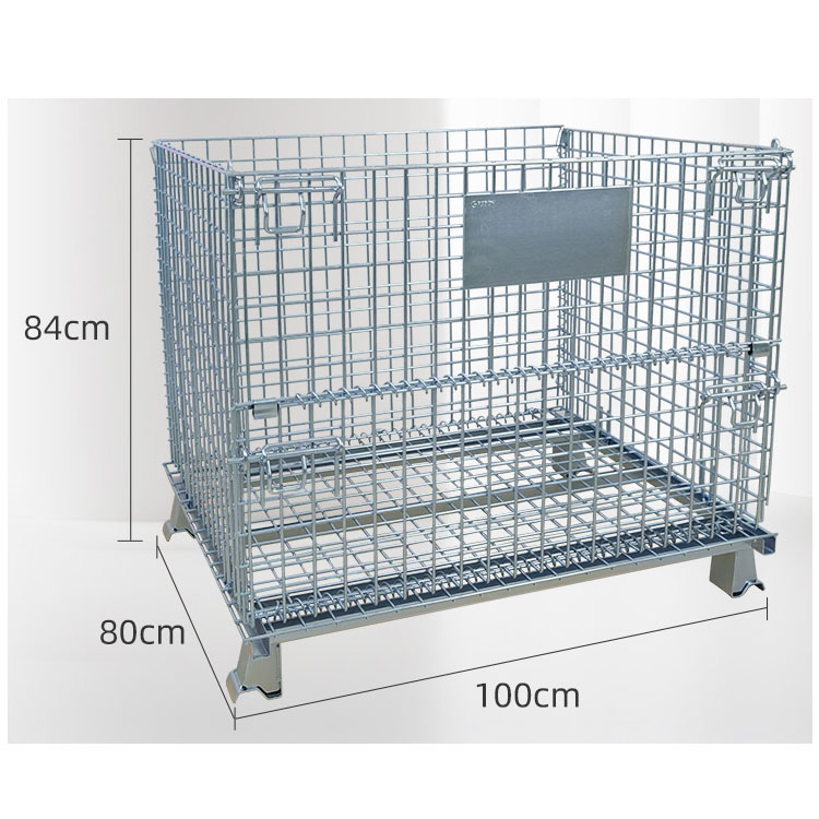 Metal Steel Mesh Wire Warehouse Logistic Stackable Wire Container MeshTransport Box Basket Container for Metal Pallet