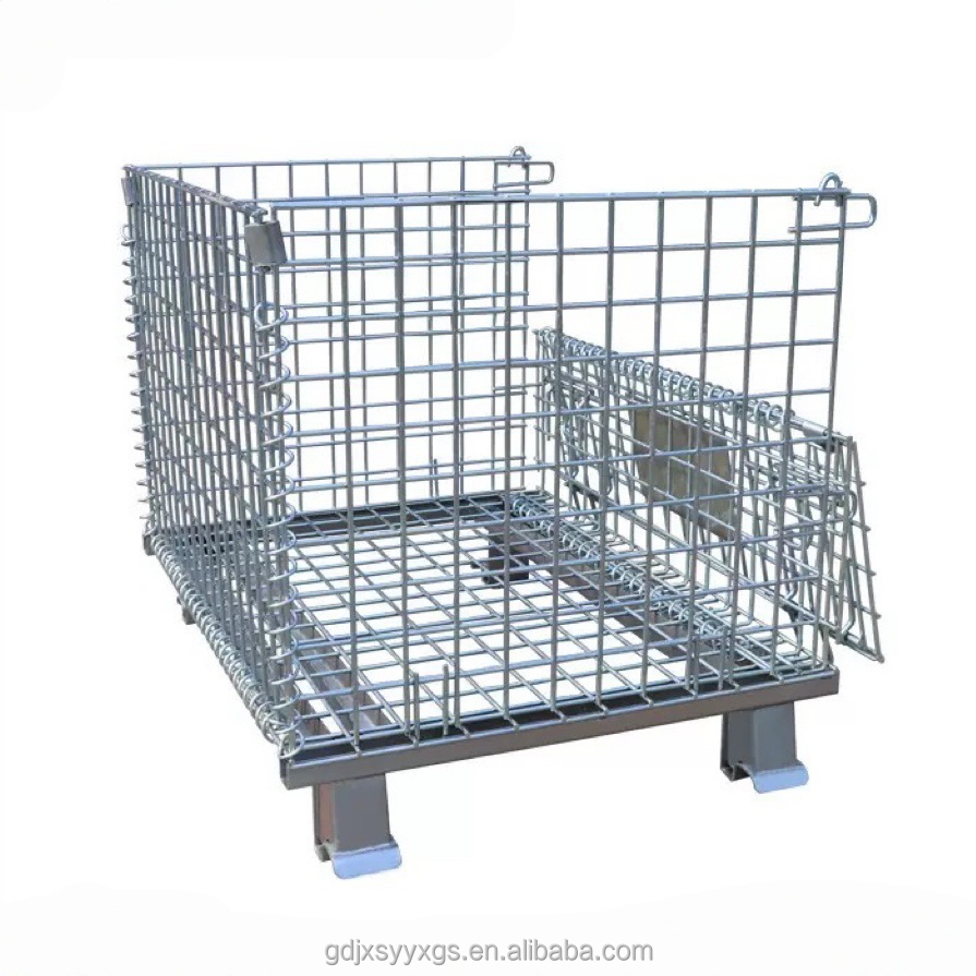 High Quality Hot Dip Zinc Iron Steel Metal Cage Warehouse Storage Mesh Container Wire Basket