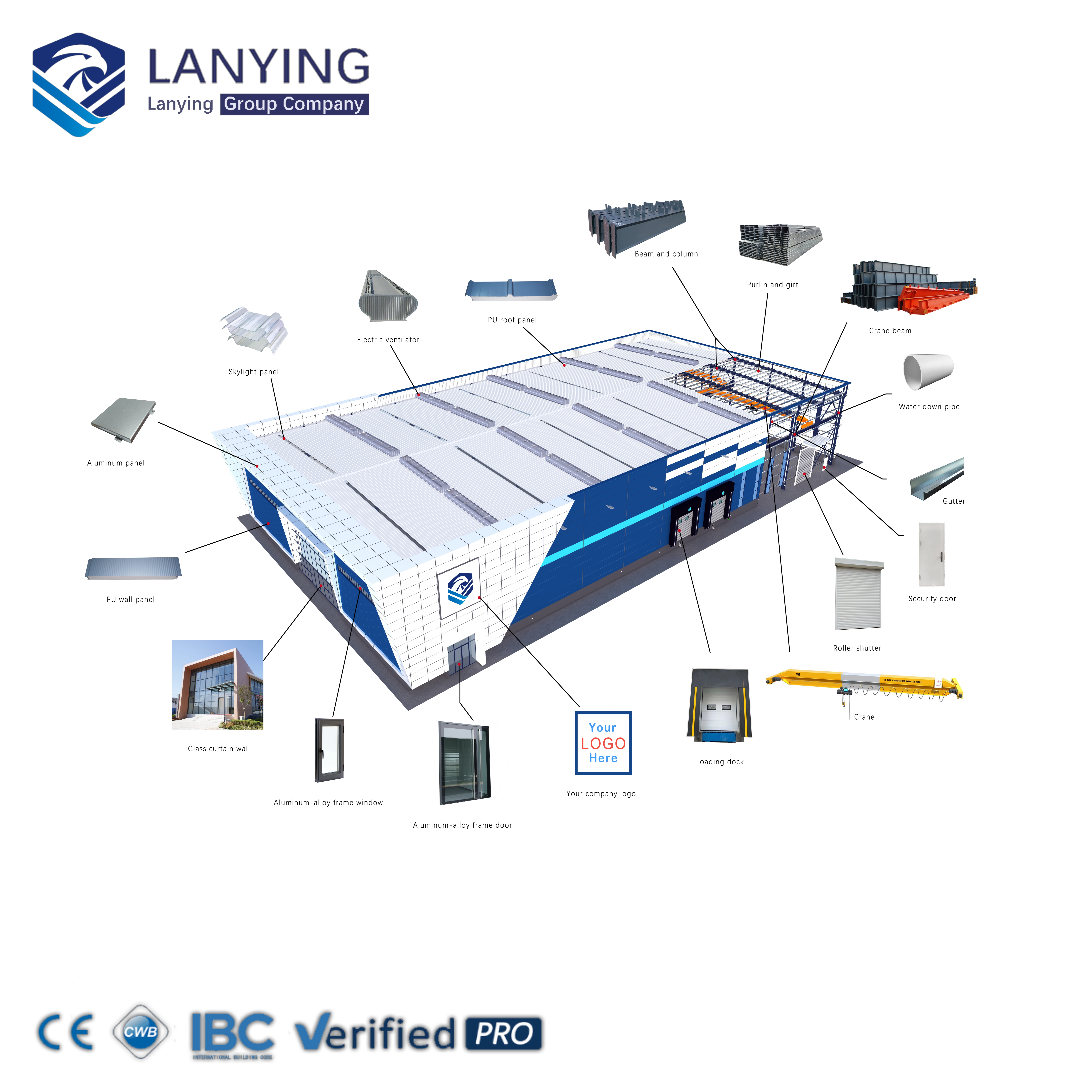 Low-cost Prefabricated Logistics Warehouse Hall Steel Structure Buildings