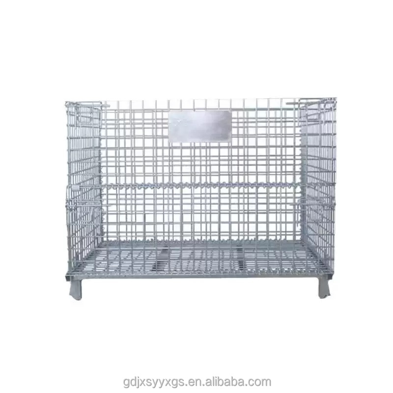 High Quality Hot Dip Zinc Iron Steel Metal Cage Warehouse Storage Mesh Container Wire Basket
