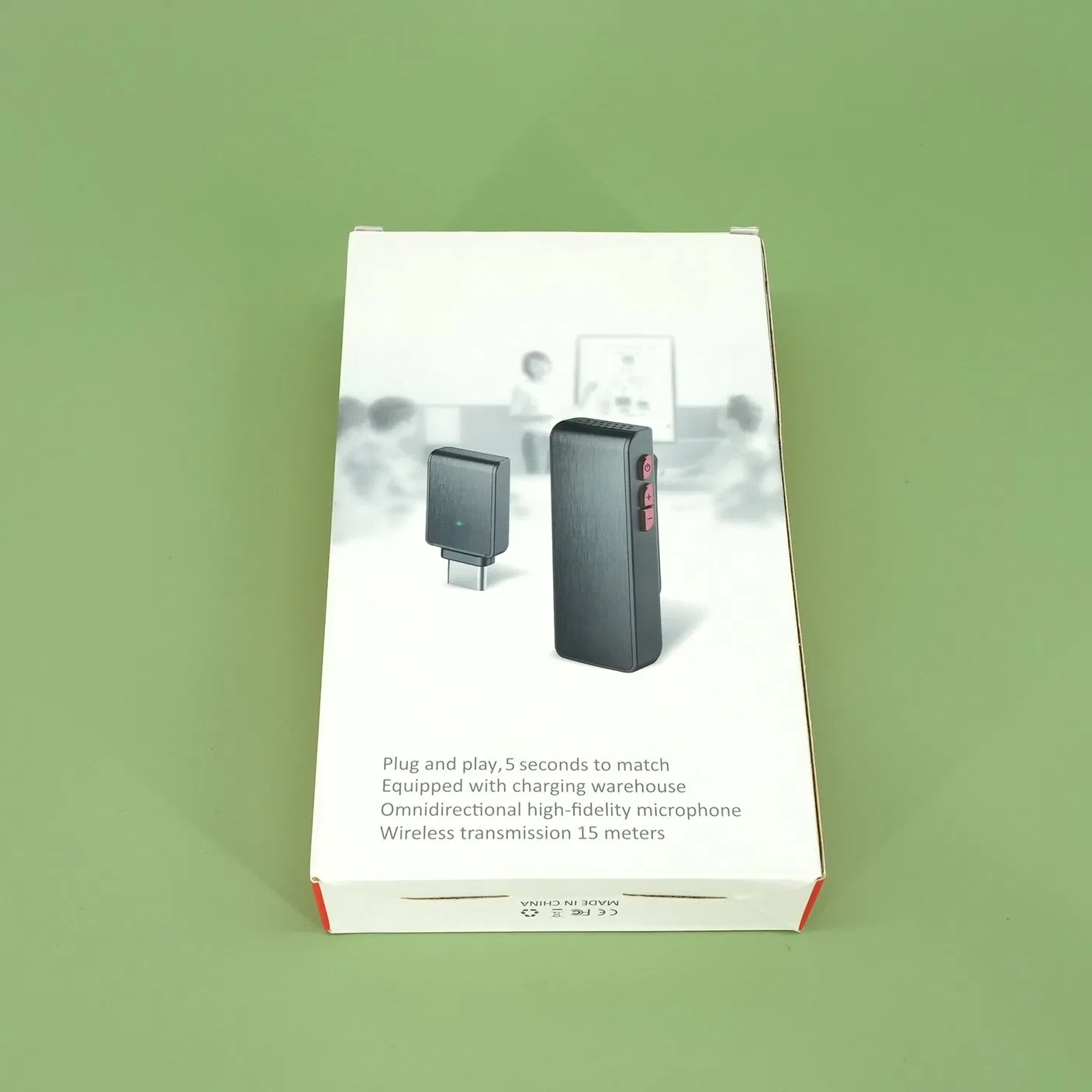 Custom Cardboard Packaging Box for Collar Clip-on Microphone with PVC Window