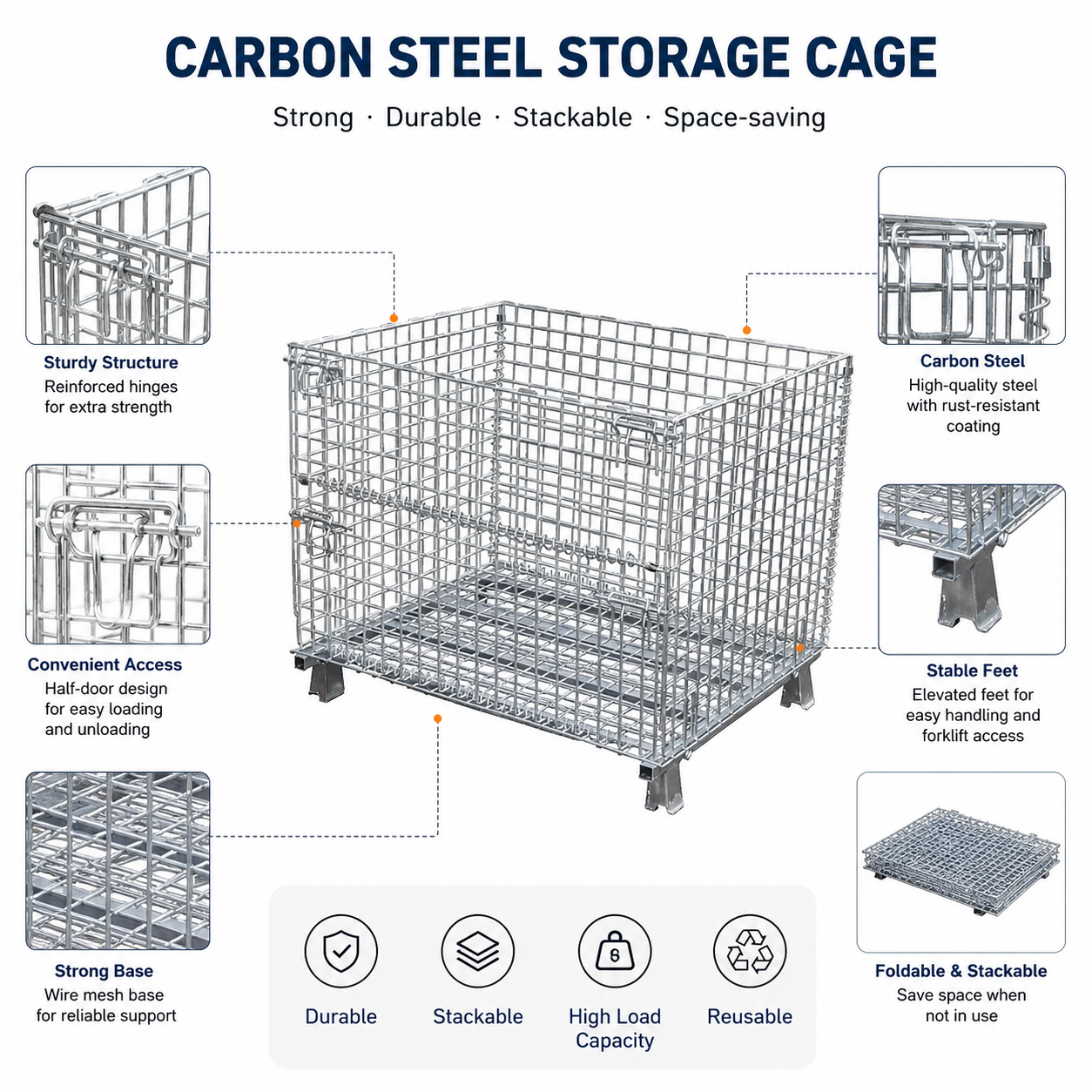 Heavy Duty Carbon Steel Pallet Stillage With Asset RFID Tag Embedded For High Value Tool Rental Inventory Management