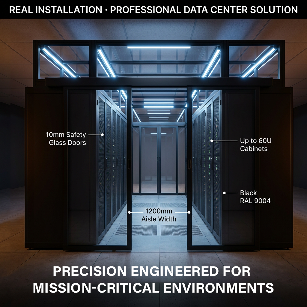 Smart Cold Aisle Containment System For Server Room Efficient Cold Air Isolation And Automatic Fire Linkage Ceiling Windows