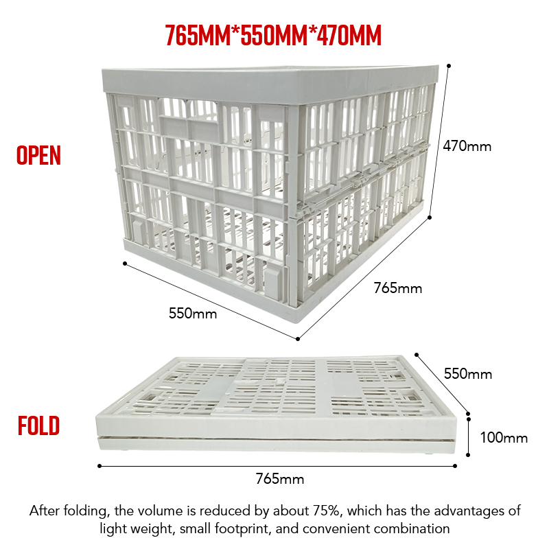 Folding Turnover Crate XingTai Plastic Storage Basket Storage Factory Large Foldable Plastic Crate Lid Breathable