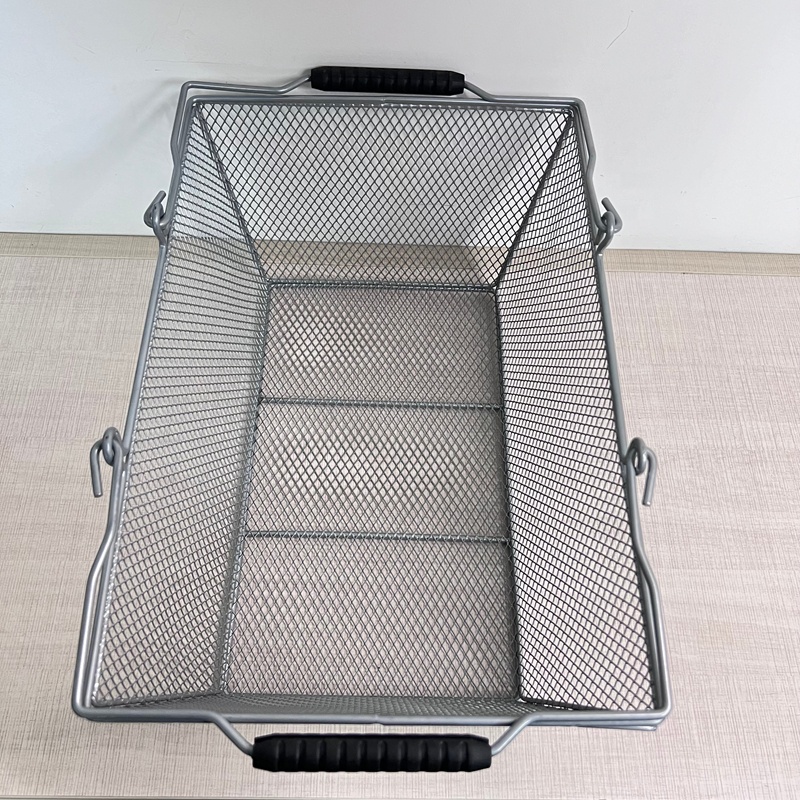 Wholesale Vegetable Fruit Basket Bowl Storage Mesh Wire Storage Picnic Metal Shopping Baskets With Plastic Handle