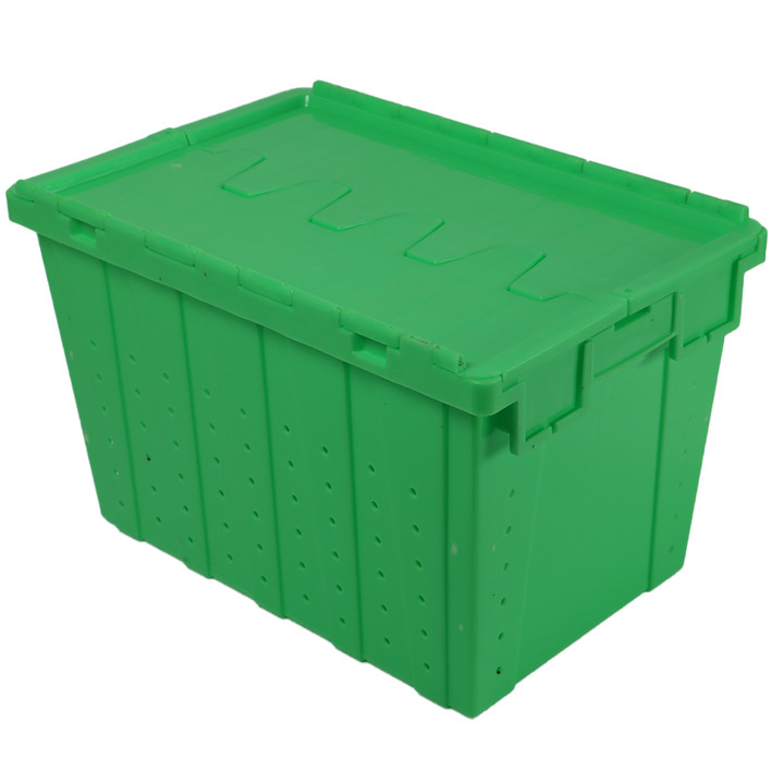 Best Quality Plastic Moving Crate Stackable Storage Attached Lid Containers Plastic Tote Turnover Box for Transport and Delivery