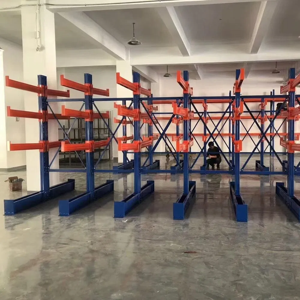 Factory Direct Sale Wholesale Warehouse Steel Heavy Duty Double Sided Sheet Metal PVC Pipe Storage Cantilever Rack for Lumber Hydraulic Hose Carpet Fabric Roll
