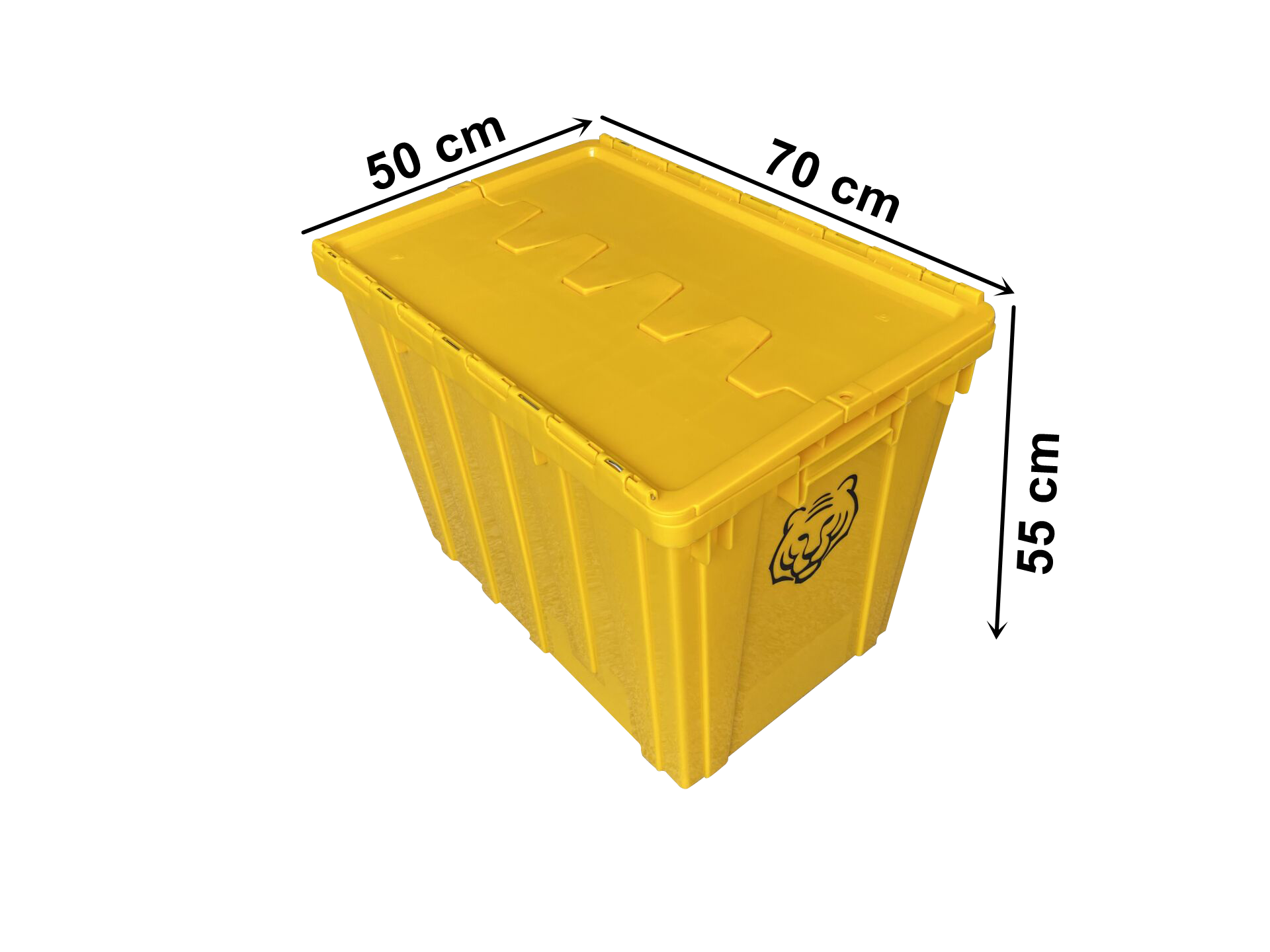 Attached lid crate 70x50x55 cm