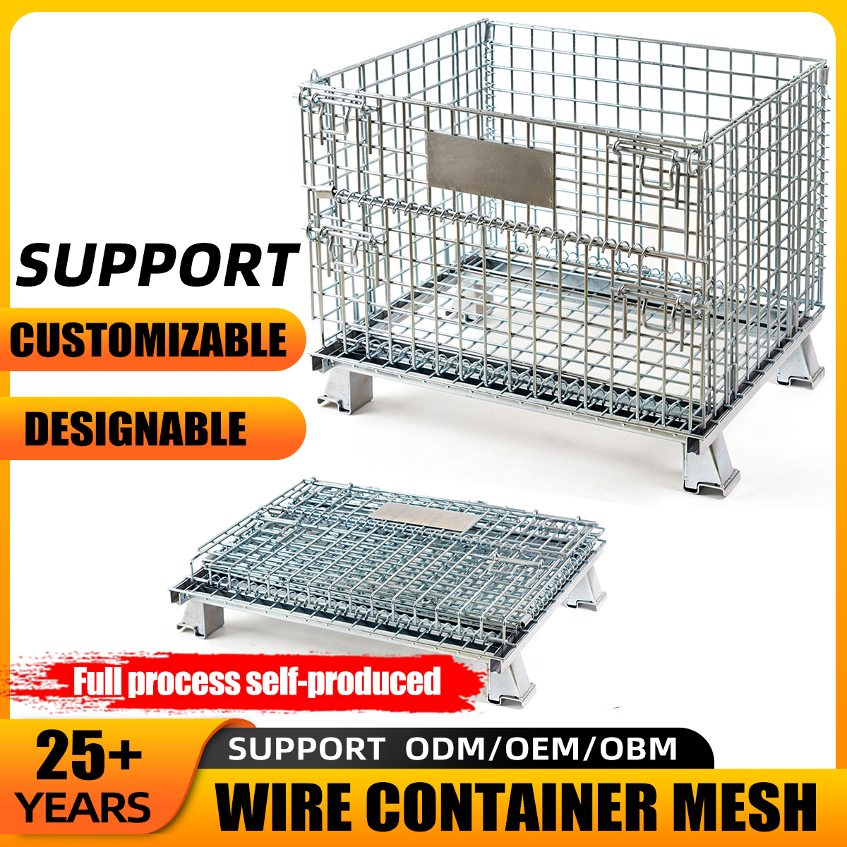 Metal Steel Mesh Wire Warehouse Logistic Stackable Wire Container MeshTransport Box Basket Container for Metal Pallet