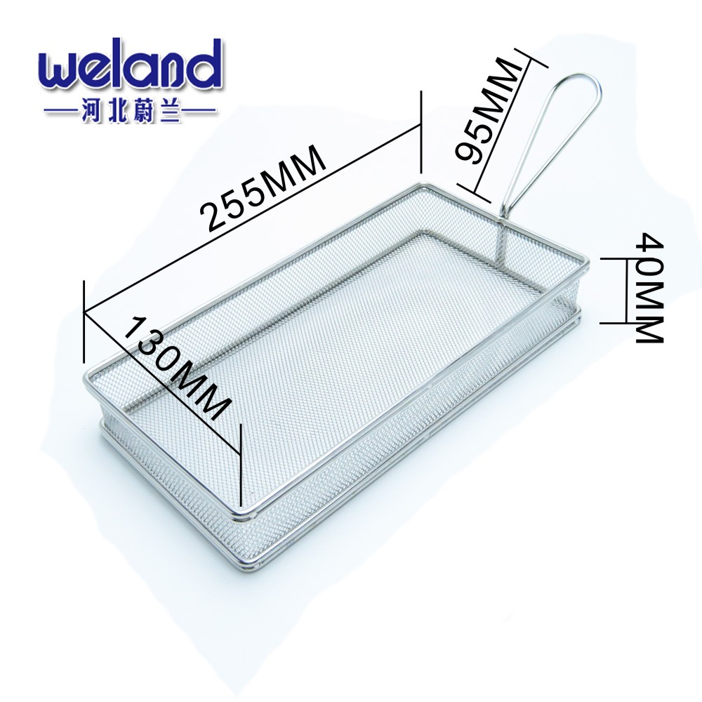 WELAND ALL KINDS FACTORY Food Grade Stainless Steel Wire Mesh French Mini Serving Chips Fry Basket