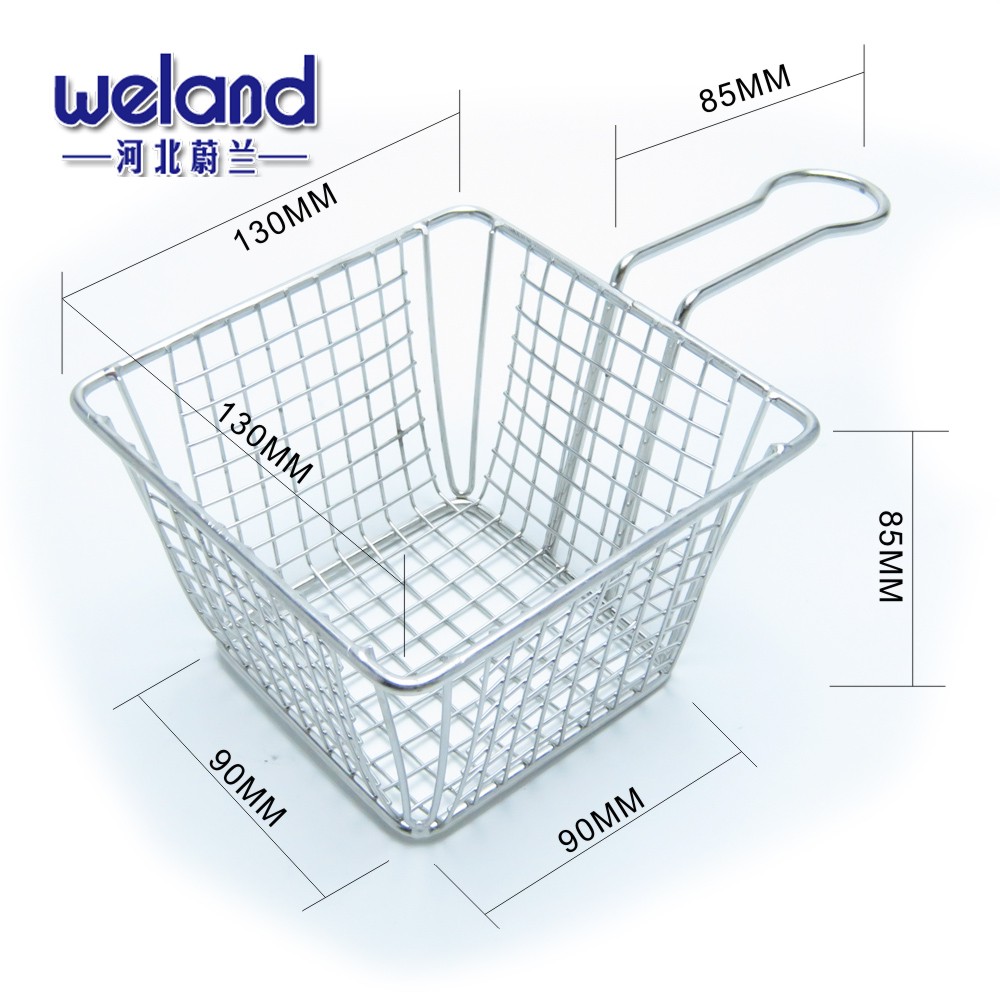 WELAND ALL KINDS FACTORY Food Grade Stainless Steel Wire Mesh French Mini Serving Chips Fry Basket