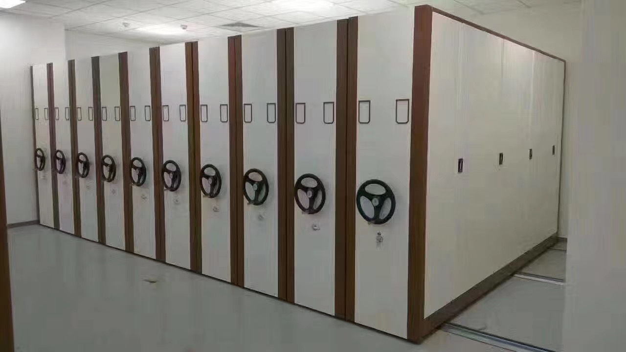 High-Density Manual Mobile Shelving System Space-Saving Mechanical Compactor Filing Cabinet For Archives &amp; Library