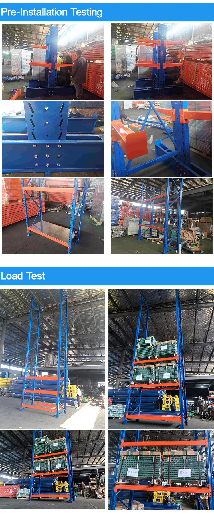 Blue Upright Orange Arm Customized Handle Warehouse Industrial Telescopic Heavy Duty Sheet Metal Storage Roll out Cantilever Rack for Long Metal Cargo