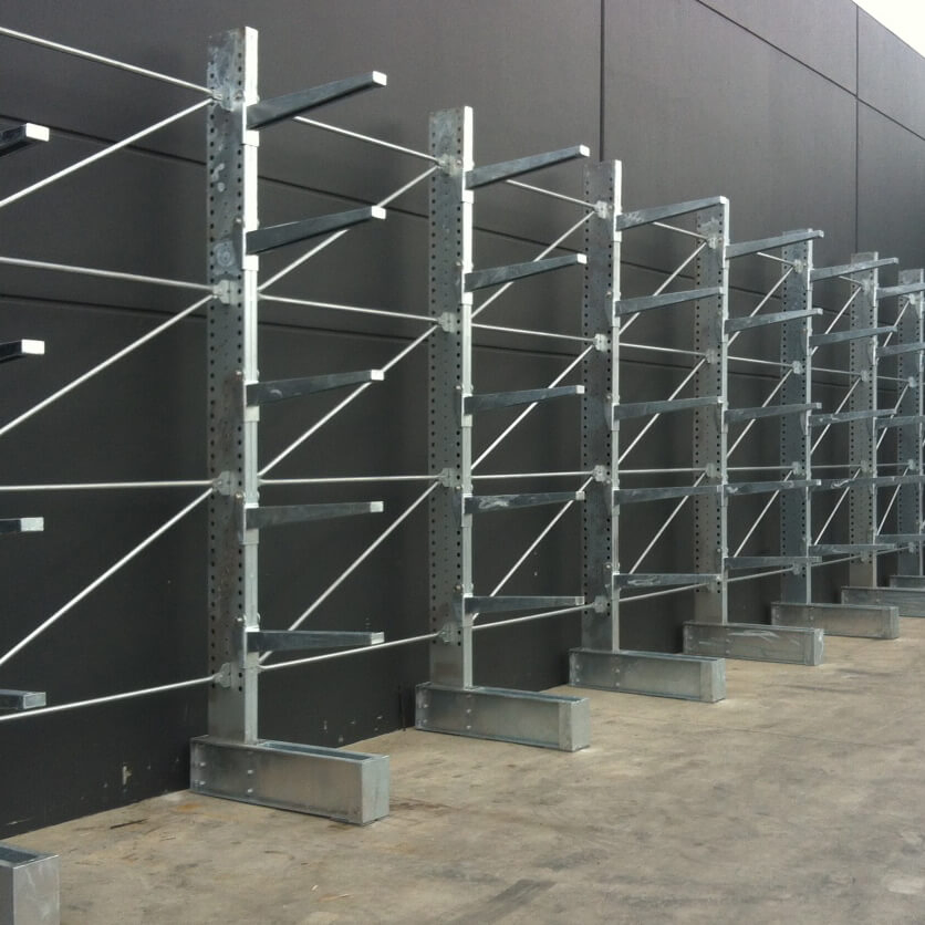 Double Side Heavy Duty Cantilever Racking System Long Arm Structure for Lumber Storage