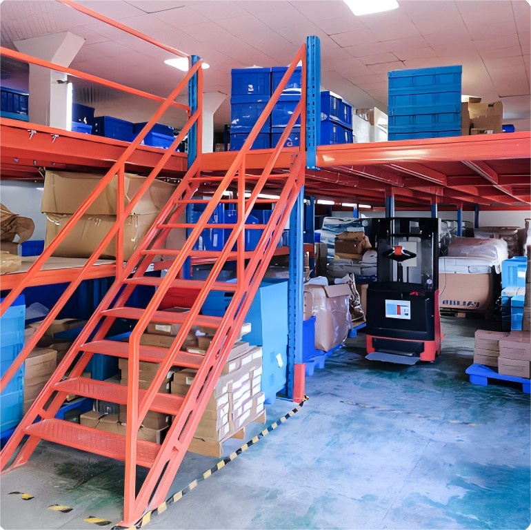 Steel Mezzanine Floor with Pallet Racking Support System Adjustable Height &amp; Corrosion Protection