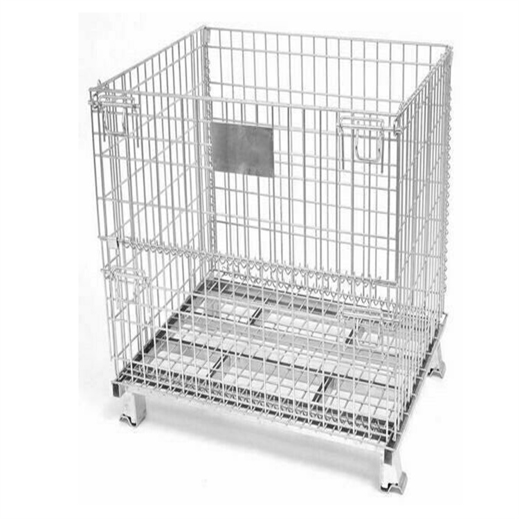 Collapsible Large Stackable Steel Stainless Steel Wire Mesh Storage Basket Bin Cage Box Pallet Bulk Cargos Metal Grid Welding