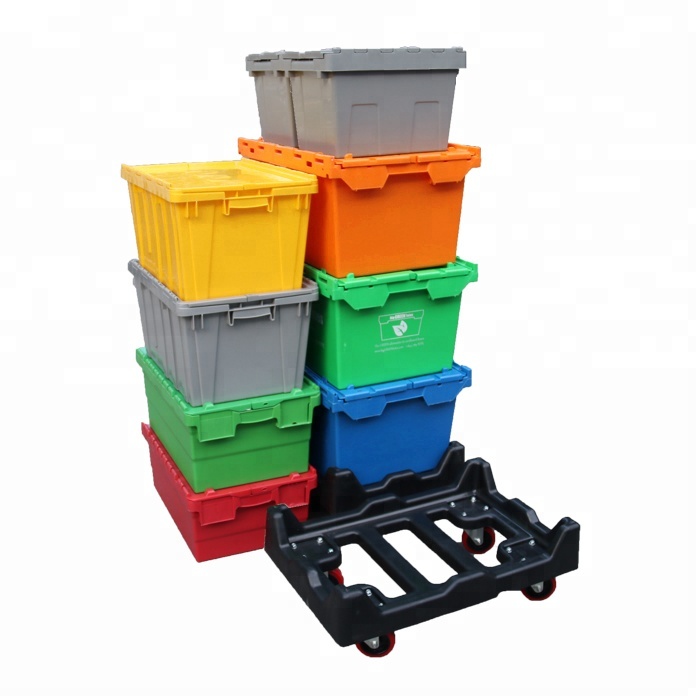 High Quality Industrial Plastic Storage Crate Plastic Moving Box with Lid Crate Tote Bin Plastic Moving Crate
