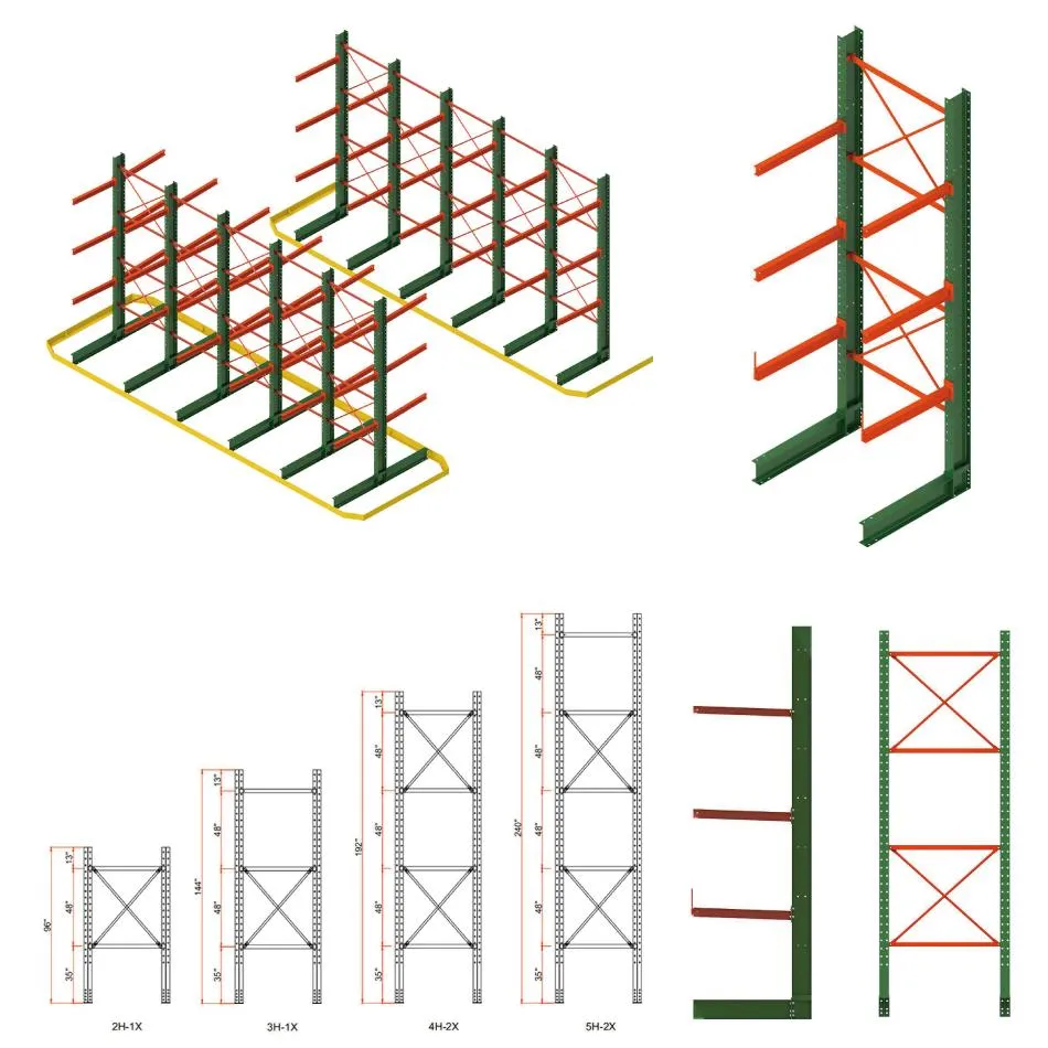 Double Side Heavy Duty Cantilever Racking System Long Arm Structure for Lumber Storage
