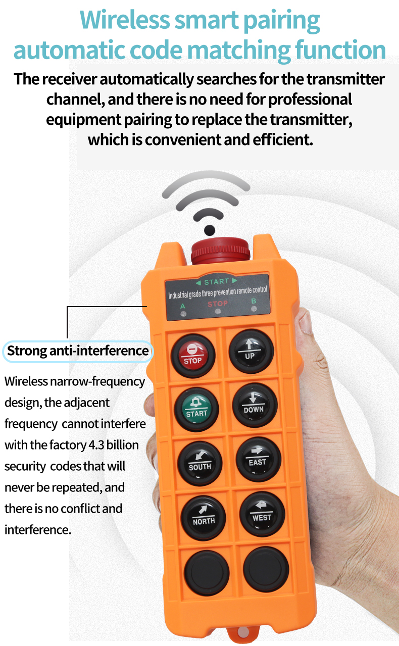 HB-4S Wireless Waterproof IP67 Pendant Control Station Radio 24 Volts Industrial Remote Control for Crane