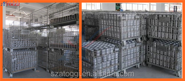 Foldable Euro Wire Mesh Storage Cage Pallet Basket Warehouse Application