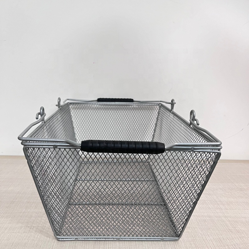 Wholesale Vegetable Fruit Basket Bowl Storage Mesh Wire Storage Picnic Metal Shopping Baskets With Plastic Handle