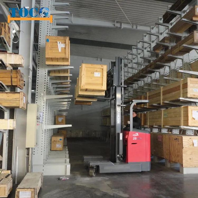 CE Heavy Duty Industrial Single or Double Sided Galvanized Mobile Steel Pipe Timber Storage Metal Rack Structure Cantilever Warehouse Racking with Roof