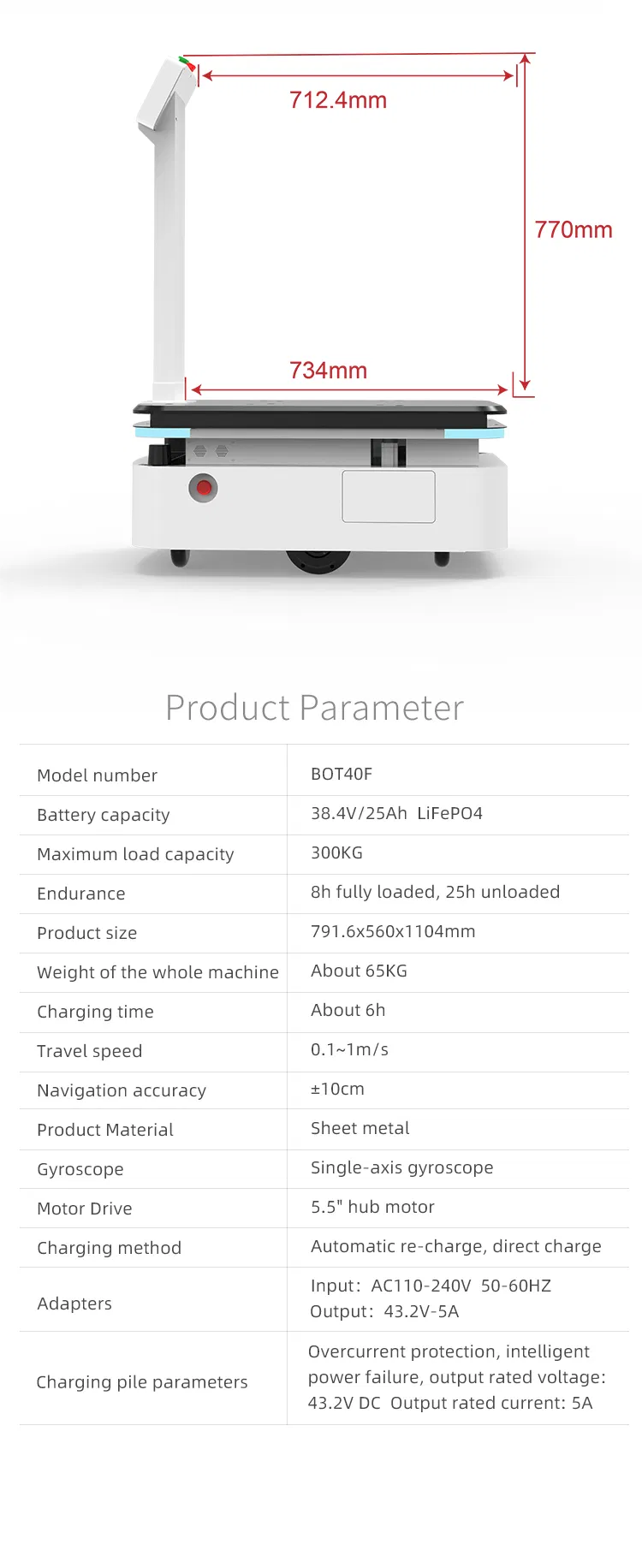 Indoor Factory Warehouse Material Delivery 300kg Agv Automated Guided Vehicle