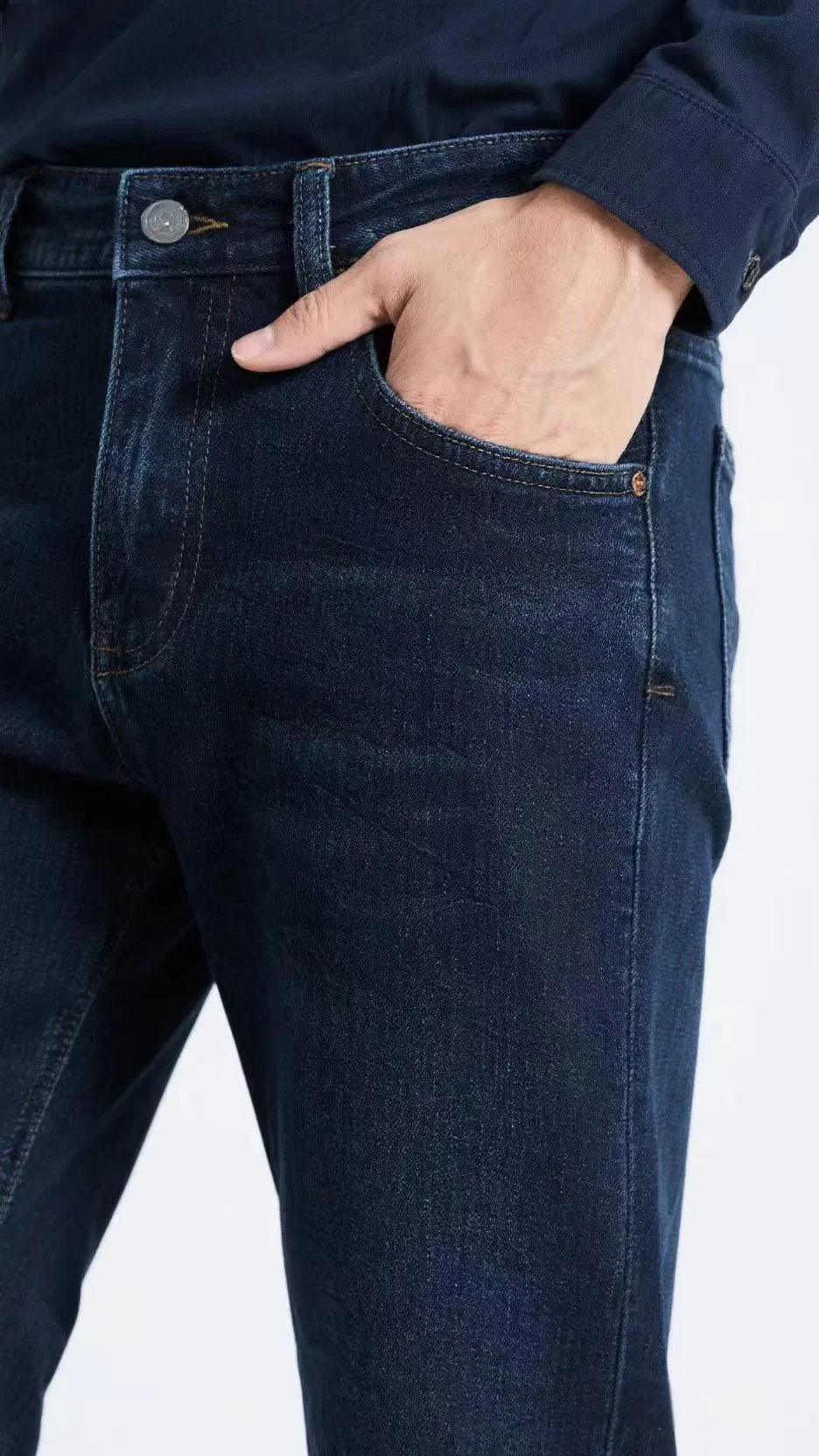 Calças Jeans Masculinas por Atacado em Denim Macio Lavagem Média Calças de Perna Reta Casuais Desempenho Calças Jeans OEM