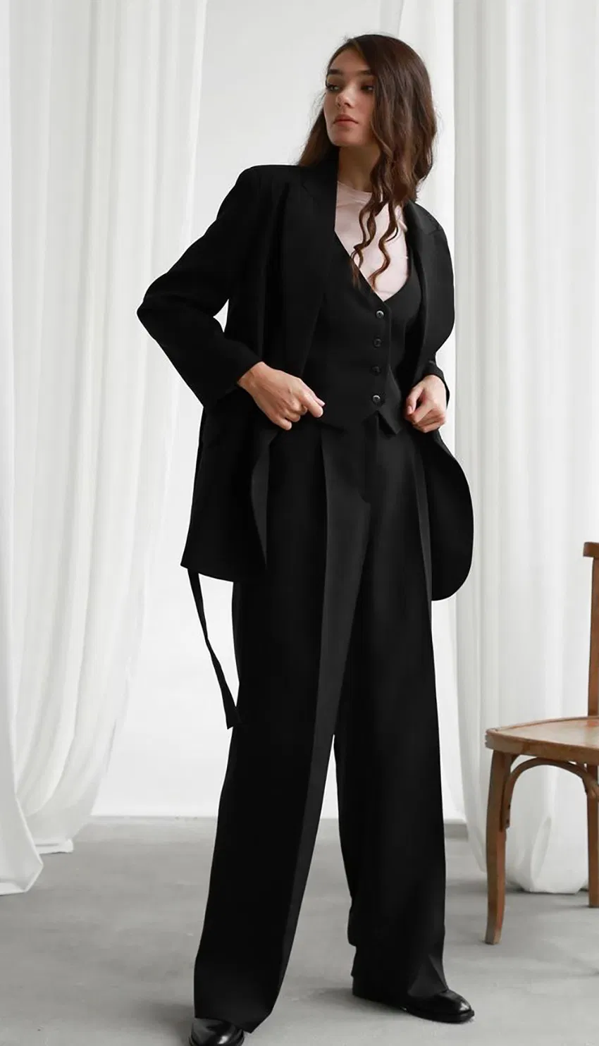 Calças largas casuais femininas, calças de cintura alta, pantalonas largas, calças baggy femininas, moda