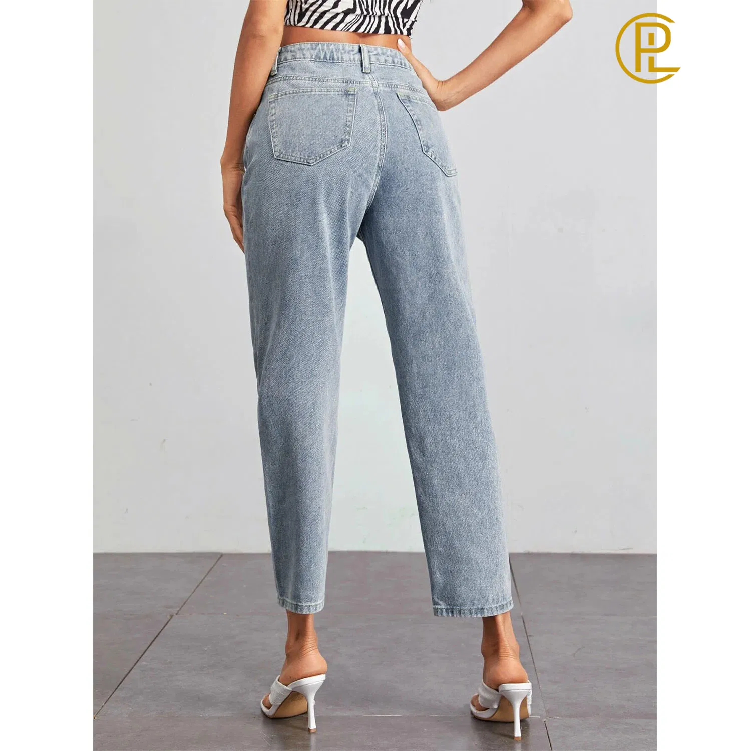 Vendas de Fábrica Jeans de Denim Feminino Simples de Alta Qualidade