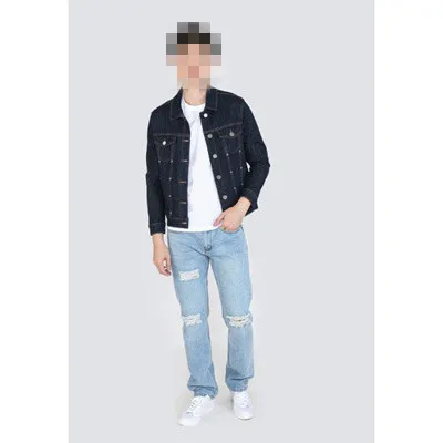 Calças Sustentáveis de Alta Qualidade para Homens, Corte Reto, Denim Preto, Etiqueta Desgastada, Lavagem Estilizada, Jeans de Alta Rua para Homens