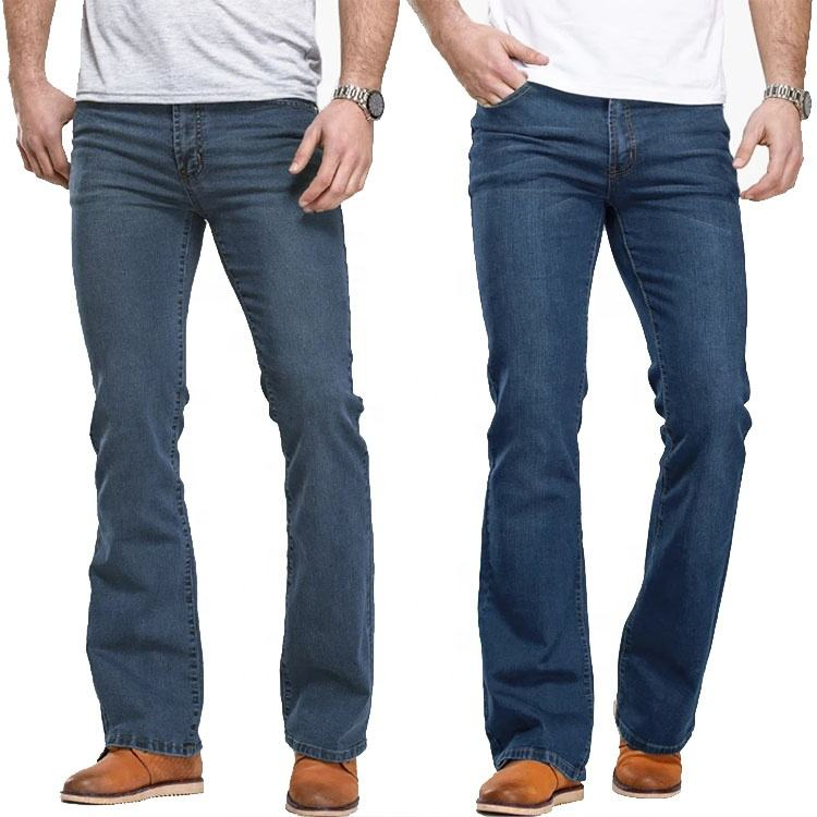 Calças Jeans Masculinas Plus Size Corte Boot Cut Levemente Flare Slim Fit Skinny Azul Preto Clássicas Masculinas em Denim Stretch