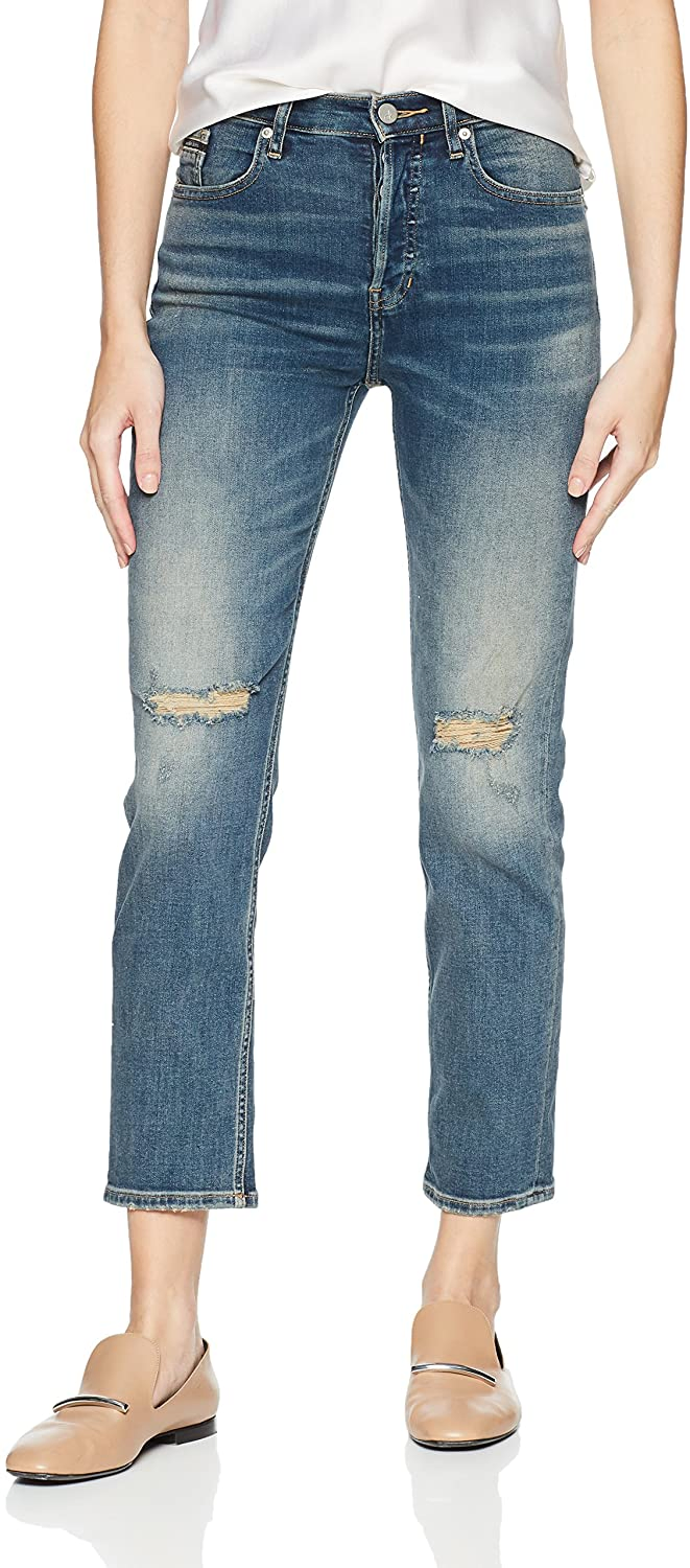 Calças jeans skinny femininas ajustadas com rasgos, calças elásticas